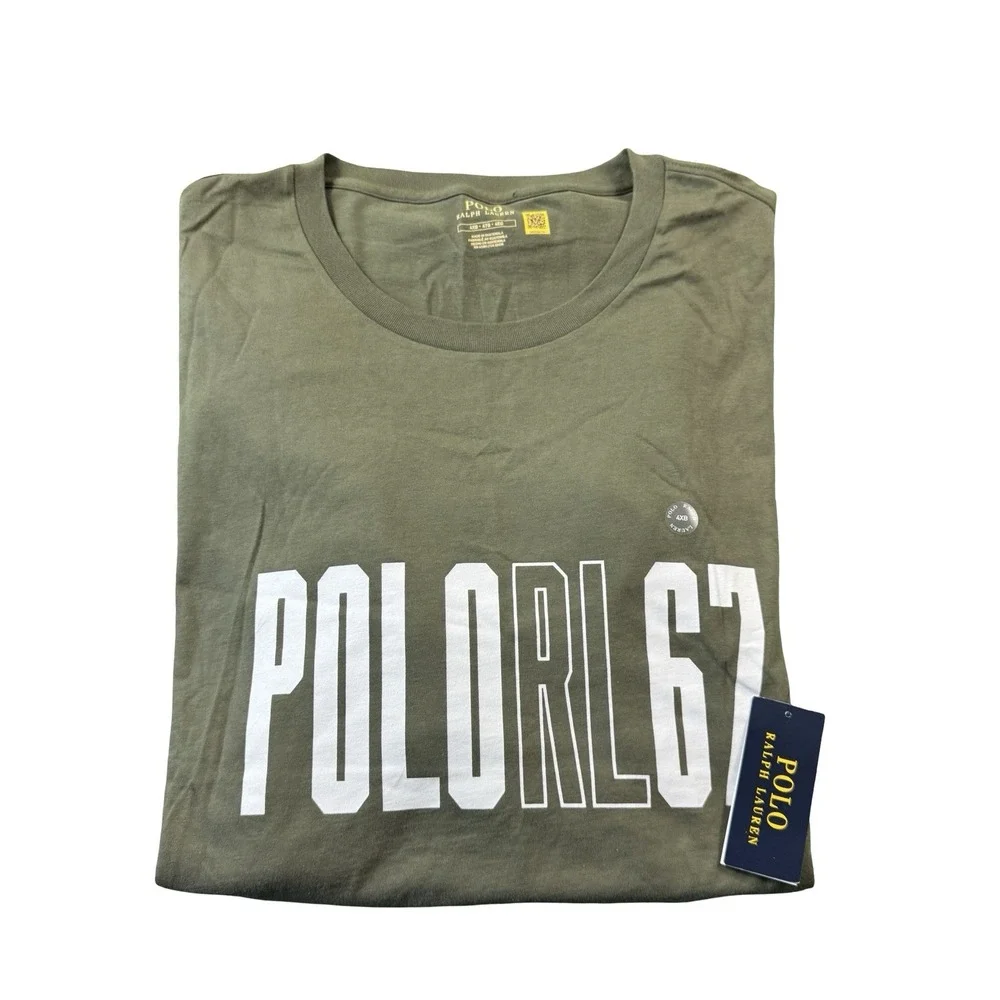 Polo Ralph Lauren Army Green RL67 Cotton S/S Mens T Shirt Size 4XLB NWT